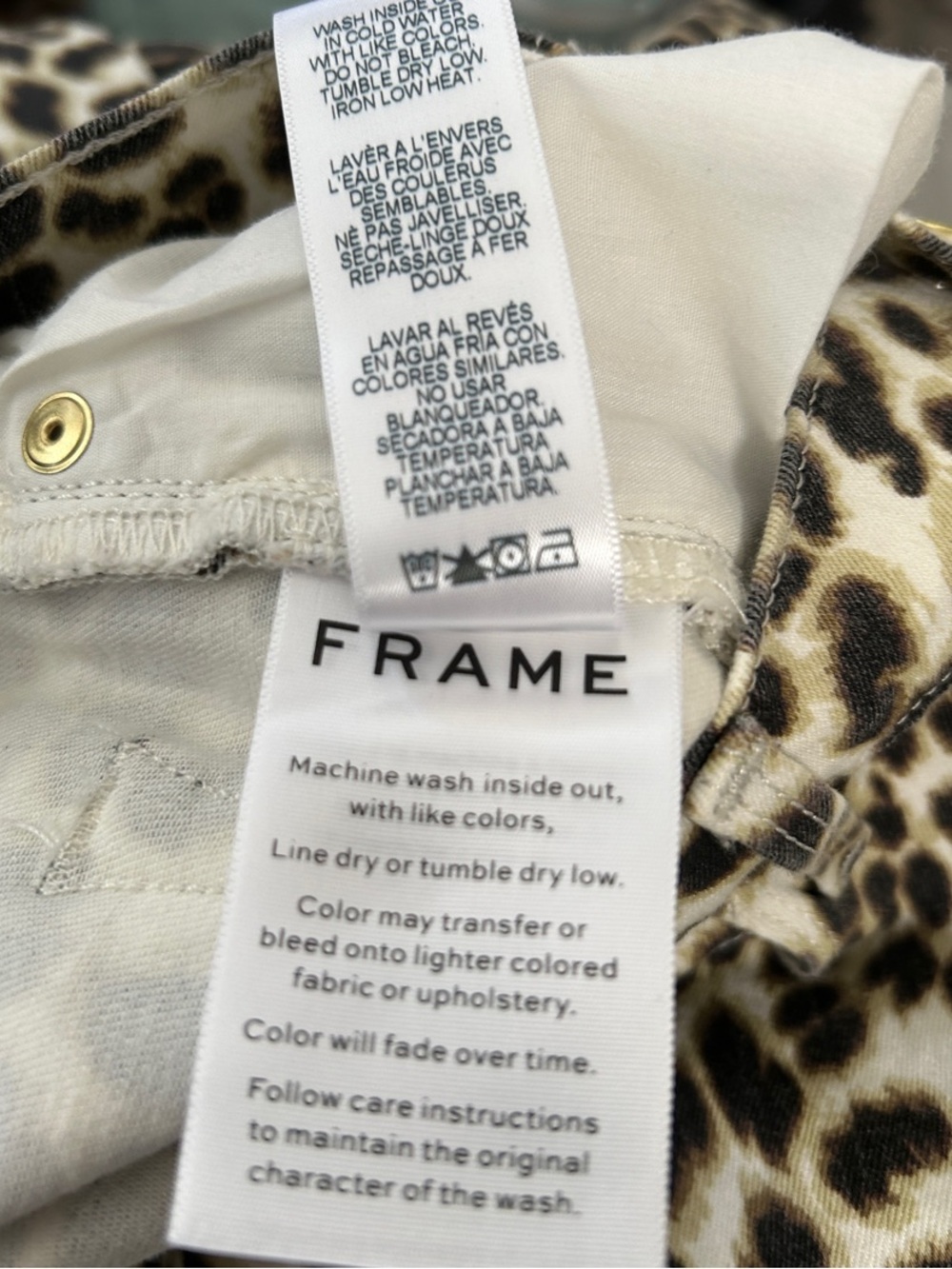 FRAME Ali High Rise Cigarette Jeans Leopard Print Beige Multi Size 30 - Picture 5 of 11